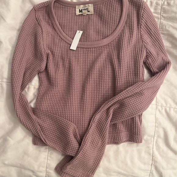 Madewell MWL Waffle Long-Sleeve Crop Tee, size small NWT - Picture 3 of 4